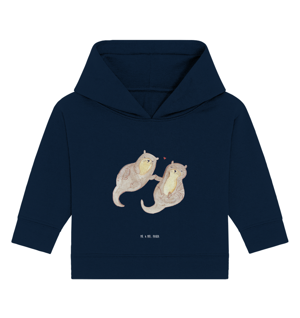 Organic Baby Hoodie Otter händchenhaltend Baby Kapuzenshirt, Baby Kapuzensweatshirt, Baby Hoodie, Baby Pullover, Otter, Fischotter, Seeotter, Otter Seeotter See Otter