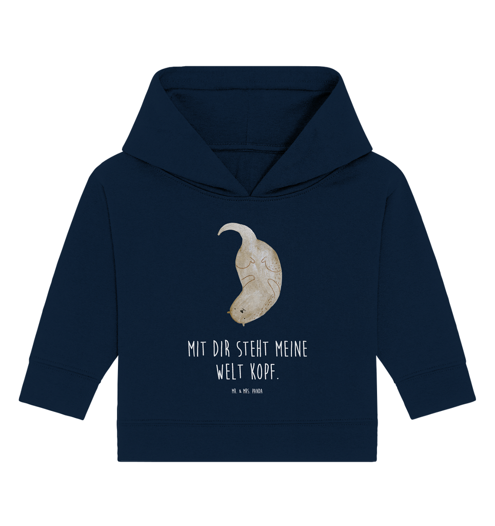 Organic Baby Hoodie Otter kopfüber Baby Kapuzenshirt, Baby Kapuzensweatshirt, Baby Hoodie, Baby Pullover, Otter, Fischotter, Seeotter, Otter Seeotter See Otter