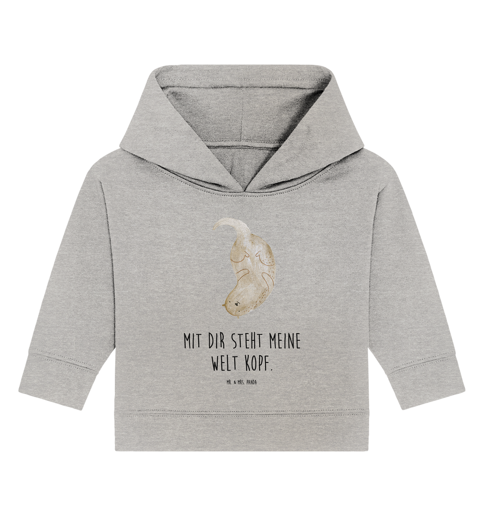 Organic Baby Hoodie Otter kopfüber Baby Kapuzenshirt, Baby Kapuzensweatshirt, Baby Hoodie, Baby Pullover, Otter, Fischotter, Seeotter, Otter Seeotter See Otter