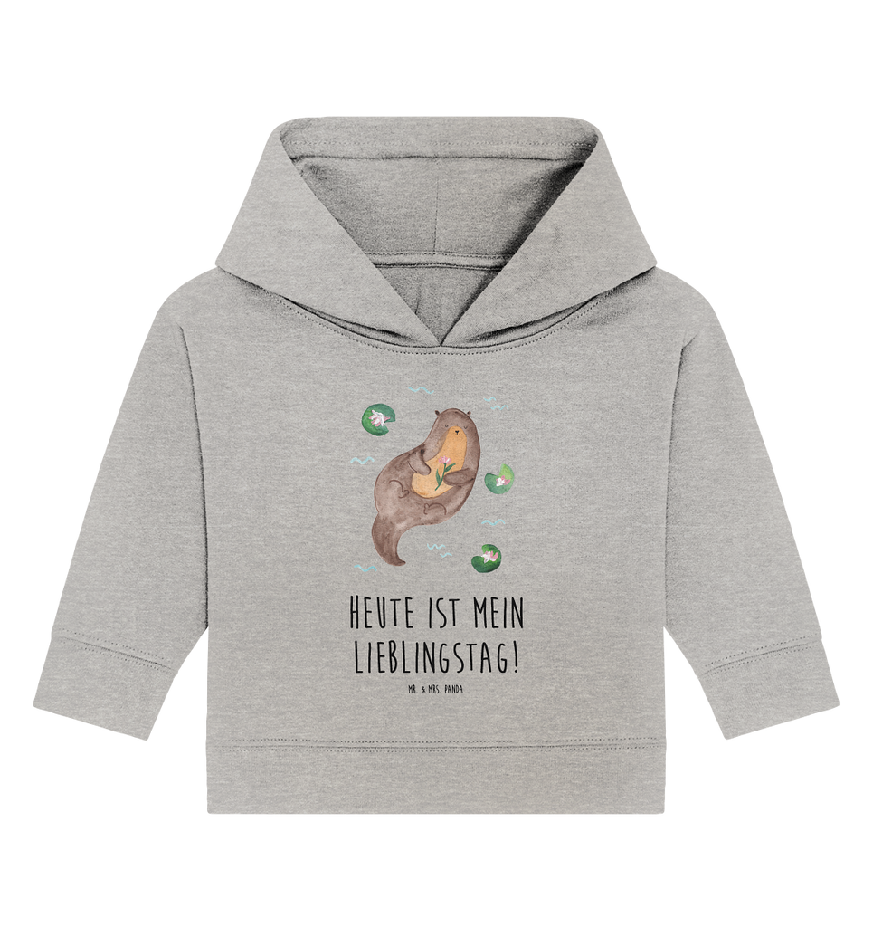 Organic Baby Hoodie Otter mit Seerose Baby Kapuzenshirt, Baby Kapuzensweatshirt, Baby Hoodie, Baby Pullover, Otter, Fischotter, Seeotter, Otter Seeotter See Otter
