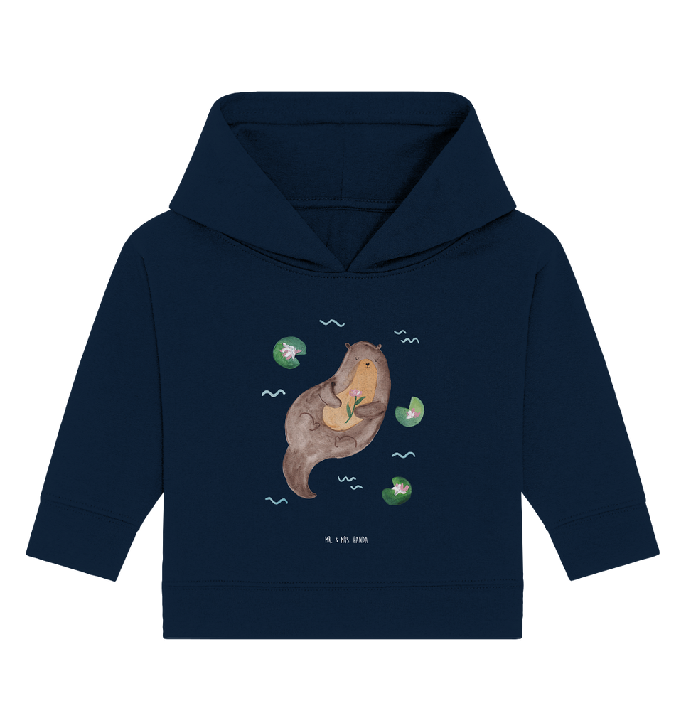 Organic Baby Hoodie Otter mit Seerose Baby Kapuzenshirt, Baby Kapuzensweatshirt, Baby Hoodie, Baby Pullover, Otter, Fischotter, Seeotter, Otter Seeotter See Otter