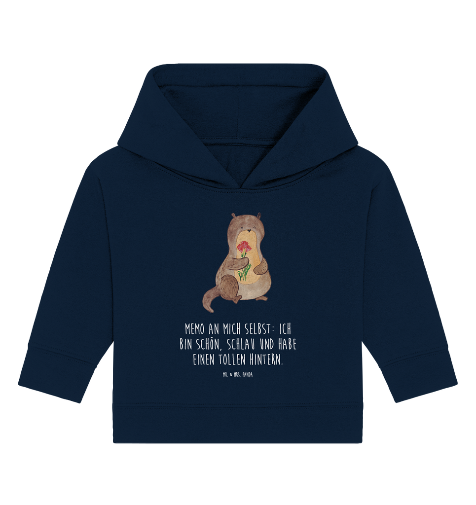 Organic Baby Hoodie Otter Blumenstrauß Baby Kapuzenshirt, Baby Kapuzensweatshirt, Baby Hoodie, Baby Pullover, Otter, Fischotter, Seeotter, Otter Seeotter See Otter