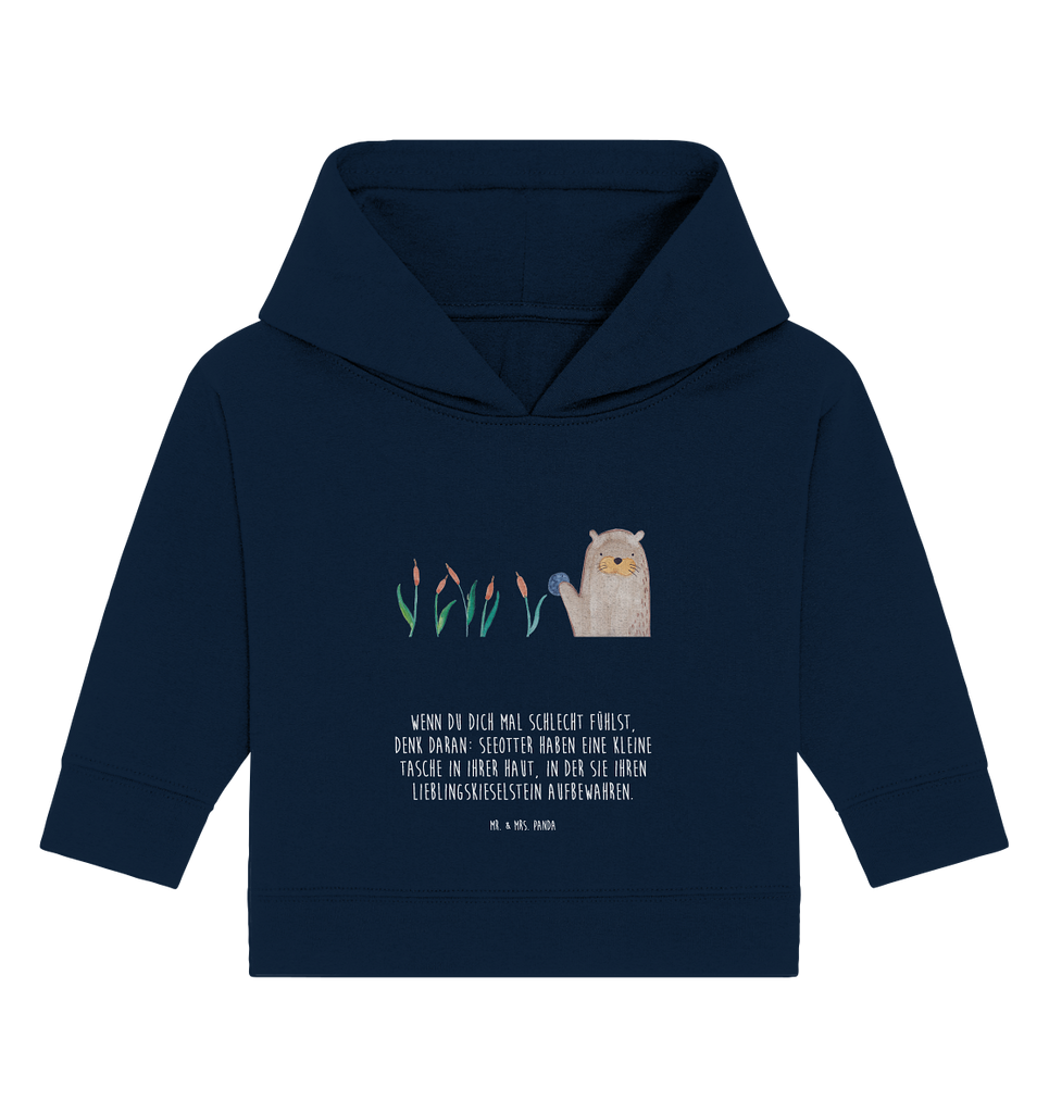 Organic Baby Hoodie Otter mit Stein Baby Kapuzenshirt, Baby Kapuzensweatshirt, Baby Hoodie, Baby Pullover, Otter, Fischotter, Seeotter, Otter Seeotter See Otter