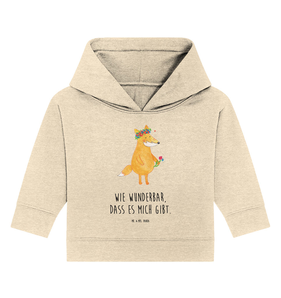 Organic Baby Hoodie Fuchs Blumenliebe Baby Kapuzenshirt, Baby Kapuzensweatshirt, Baby Hoodie, Baby Pullover, Fuchs, Füchse, Fox, Liebe, Freundin, Fuchsmädchen, Blumenmädchen, Freundinnen, Liebesbeweis, Blume, Blumen, Motivation, Freude, ich, mich, Selbstliebe