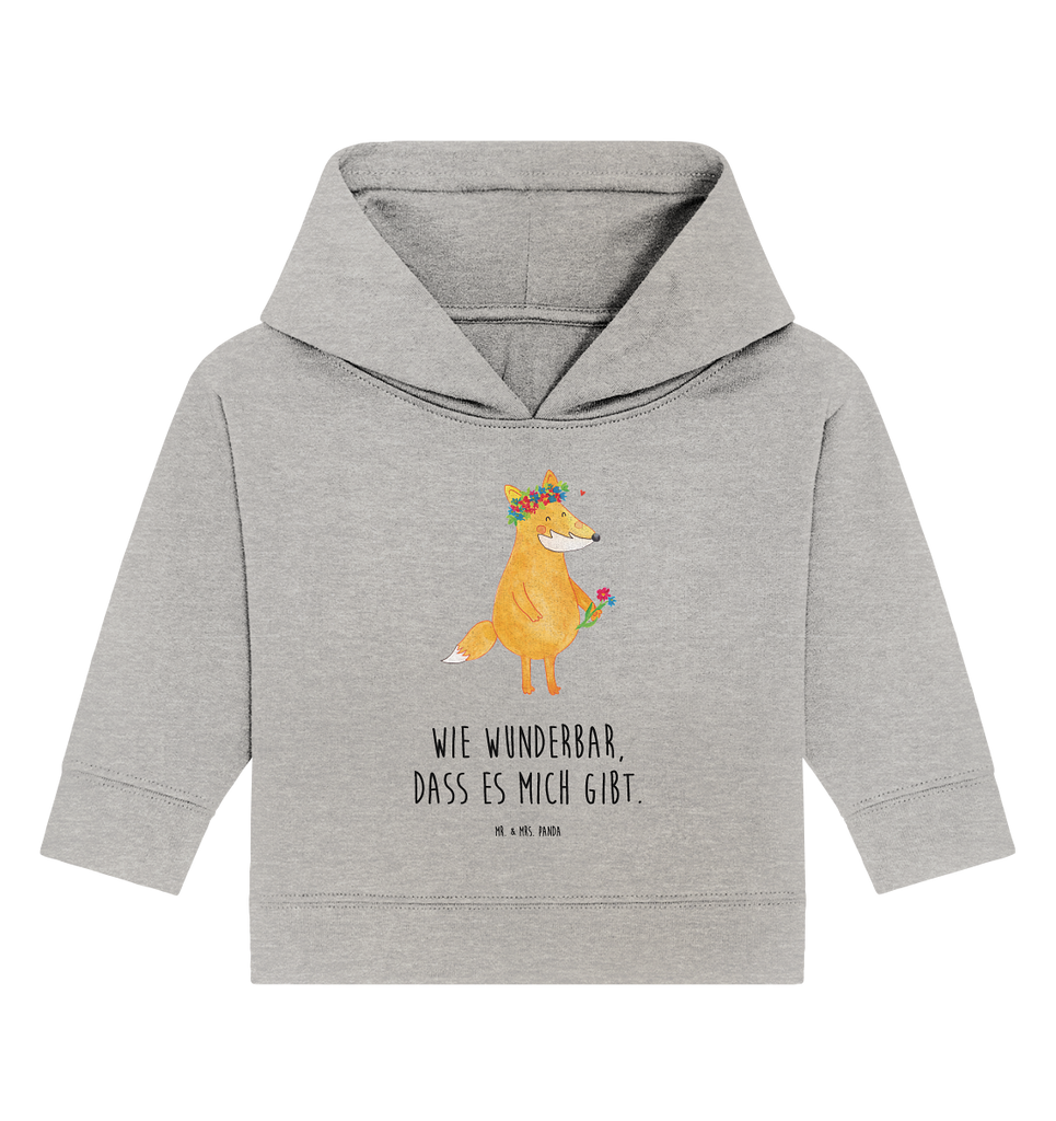 Organic Baby Hoodie Fuchs Blumenliebe Baby Kapuzenshirt, Baby Kapuzensweatshirt, Baby Hoodie, Baby Pullover, Fuchs, Füchse, Fox, Liebe, Freundin, Fuchsmädchen, Blumenmädchen, Freundinnen, Liebesbeweis, Blume, Blumen, Motivation, Freude, ich, mich, Selbstliebe