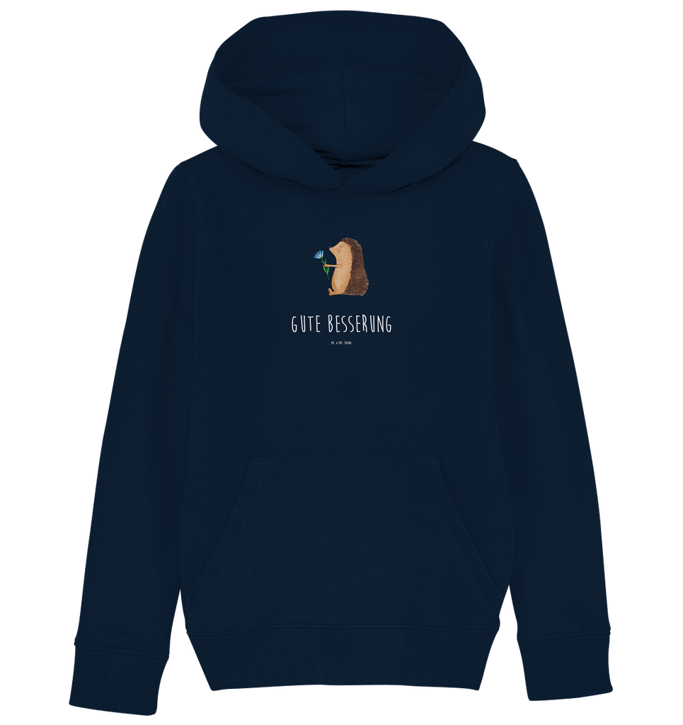 Organic Kinder Hoodie Igel mit Blume süße Tiermotive, gute Laune, lustige Sprüche, Tiere, Igel, Gute Besserung, Genesungswünsche, Krankheit, Krankenhaus, krank, Besuch