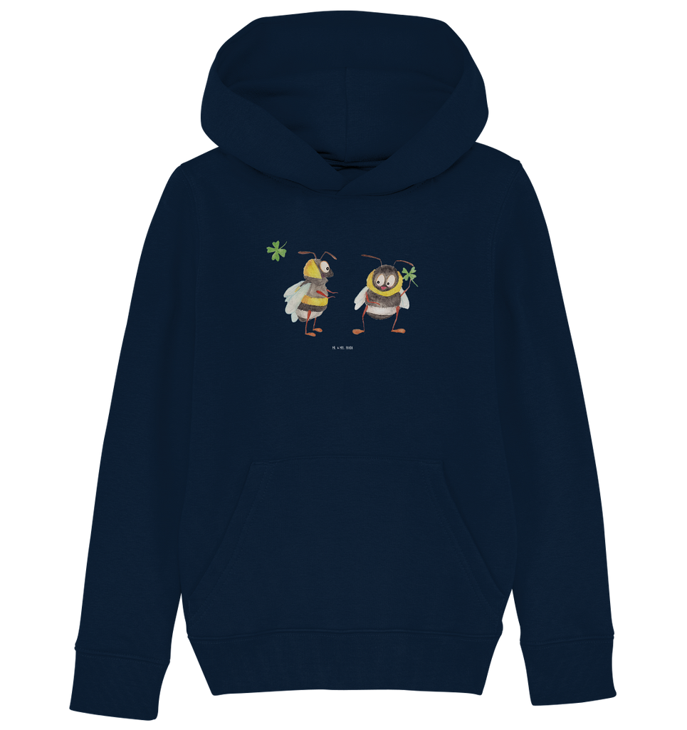 Organic Kinder Hoodie Hummeln mit Kleeblatt süße Tiermotive, gute Laune, lustige Sprüche, Tiere, Hummel, Biene, Spruch positiv, Biene Deko, Spruch schön, glücklich sein, glücklich werden, Spruch fröhlich