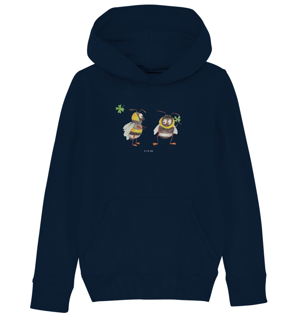 Organic Kinder Hoodie Hummeln mit Kleeblatt süße Tiermotive, gute Laune, lustige Sprüche, Tiere, Hummel, Biene, Spruch positiv, Biene Deko, Spruch schön, glücklich sein, glücklich werden, Spruch fröhlich