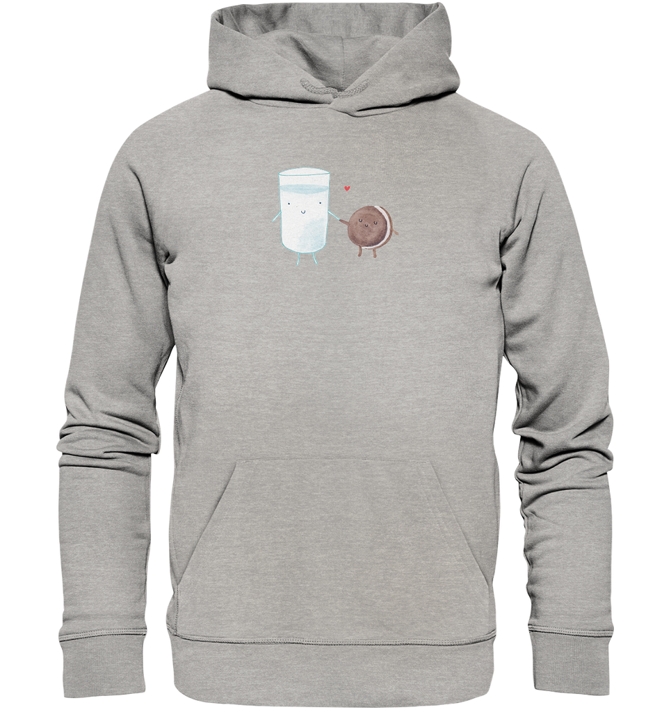 Organic Hoodie Milch & Keks Hoodie, Öko-Hoodie, Kapuzenpullover, Unisex, Männer Hoodie, Frauen Hoodie, Männer Kapuzenpullover, Frauen Kapuzenpullover, Oberteil, Tiermotive, Gute Laune, lustige Sprüche, Tiere, Milk, Cookie, Milch, Keks, Kekse, Kaffee, Einladung Frühstück, Motiv süß, romantisch, perfektes Paar