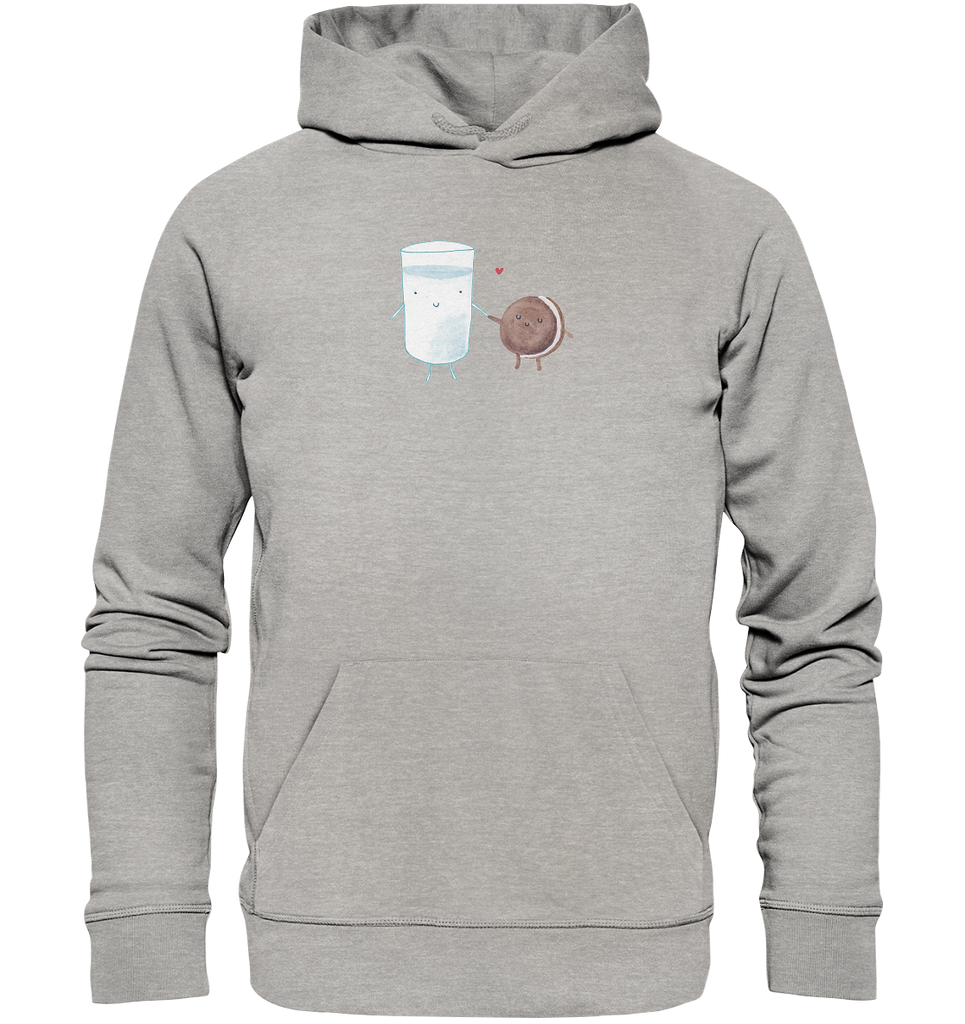 Organic Hoodie Milch & Keks Hoodie, Öko-Hoodie, Kapuzenpullover, Unisex, Männer Hoodie, Frauen Hoodie, Männer Kapuzenpullover, Frauen Kapuzenpullover, Oberteil, Tiermotive, Gute Laune, lustige Sprüche, Tiere, Milk, Cookie, Milch, Keks, Kekse, Kaffee, Einladung Frühstück, Motiv süß, romantisch, perfektes Paar