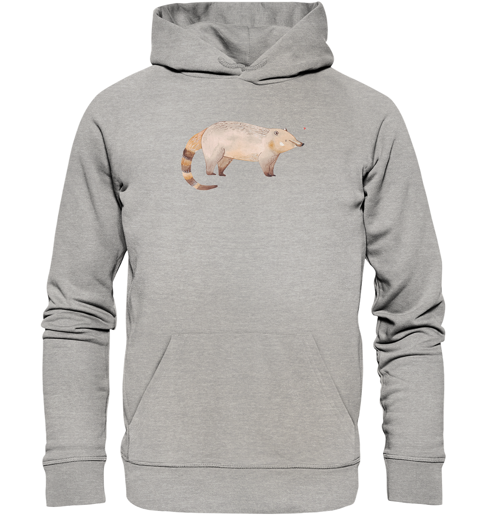 Organic Hoodie Nasenbär Hoodie, Öko-Hoodie, Kapuzenpullover, Unisex, Männer Hoodie, Frauen Hoodie, Männer Kapuzenpullover, Frauen Kapuzenpullover, Oberteil, Tiermotive, Gute Laune, lustige Sprüche, Tiere, Nasenbär, Nasenbären, Rüsselbär, Bär