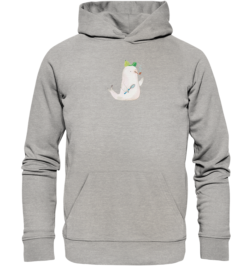Organic Hoodie Robbe Sherlock Hoodie, Öko-Hoodie, Kapuzenpullover, Unisex, Männer Hoodie, Frauen Hoodie, Männer Kapuzenpullover, Frauen Kapuzenpullover, Oberteil, Tiermotive, Gute Laune, lustige Sprüche, Tiere