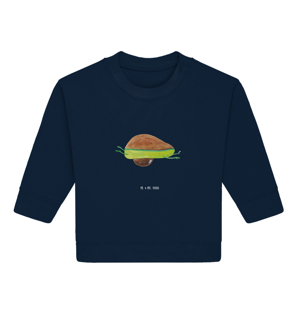 Organic Baby Pullover Avocado Yoga Wunderschöner Baby Pullover /Sweatshirt von Mr. & Mrs. Panda <br /><br />Material: <br />- 85 % Baumwolle (Bio-Qualität, ringgesponnen, gekämmt)<br />- 15 % Polyester (recycelt)</li><li>Grammatur: 280 g/m²<br />- Schnitt: normale Passform</li><li>Eingesetzte Ärmel<br />- Knopfleiste mit 1 gleichfarbigen Druckknopf und 1 verdeckten Druckknopf an Schulter für einfacheres Anziehen, Avocado, Veggie, Vegan, Gesund, Avocado Yoga Vegan