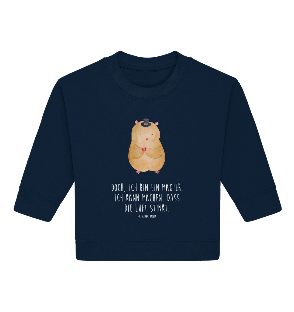 Organic Baby Pullover Hamster mit Hut Wunderschöner Baby Pullover /Sweatshirt von Mr. & Mrs. Panda <br /><br />Material: <br />- 85 % Baumwolle (Bio-Qualität, ringgesponnen, gekämmt)<br />- 15 % Polyester (recycelt)</li><li>Grammatur: 280 g/m²<br />- Schnitt: normale Passform</li><li>Eingesetzte Ärmel<br />- Knopfleiste mit 1 gleichfarbigen Druckknopf und 1 verdeckten Druckknopf an Schulter für einfacheres Anziehen, Tiermotive, Gute Laune, lustige Sprüche, Tiere, Hamster, Hut, Magier, Zylinder, Zwerghamster, Zauberer, Houdini