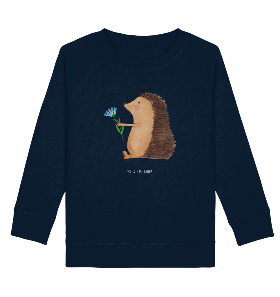 Organic Kinder Pullover Igel mit Blume Kinder Pullover, Kinder Sweatshirt, Jungen, Mädchen, süße Tiermotive, gute Laune, lustige Sprüche, Tiere, Igel, Gute Besserung, Genesungswünsche, Krankheit, Krankenhaus, krank, Besuch