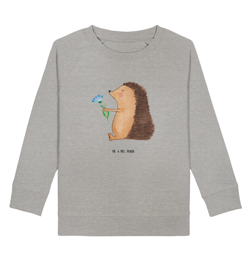Organic Kinder Pullover Igel mit Blume Kinder Pullover, Kinder Sweatshirt, Jungen, Mädchen, süße Tiermotive, gute Laune, lustige Sprüche, Tiere, Igel, Gute Besserung, Genesungswünsche, Krankheit, Krankenhaus, krank, Besuch