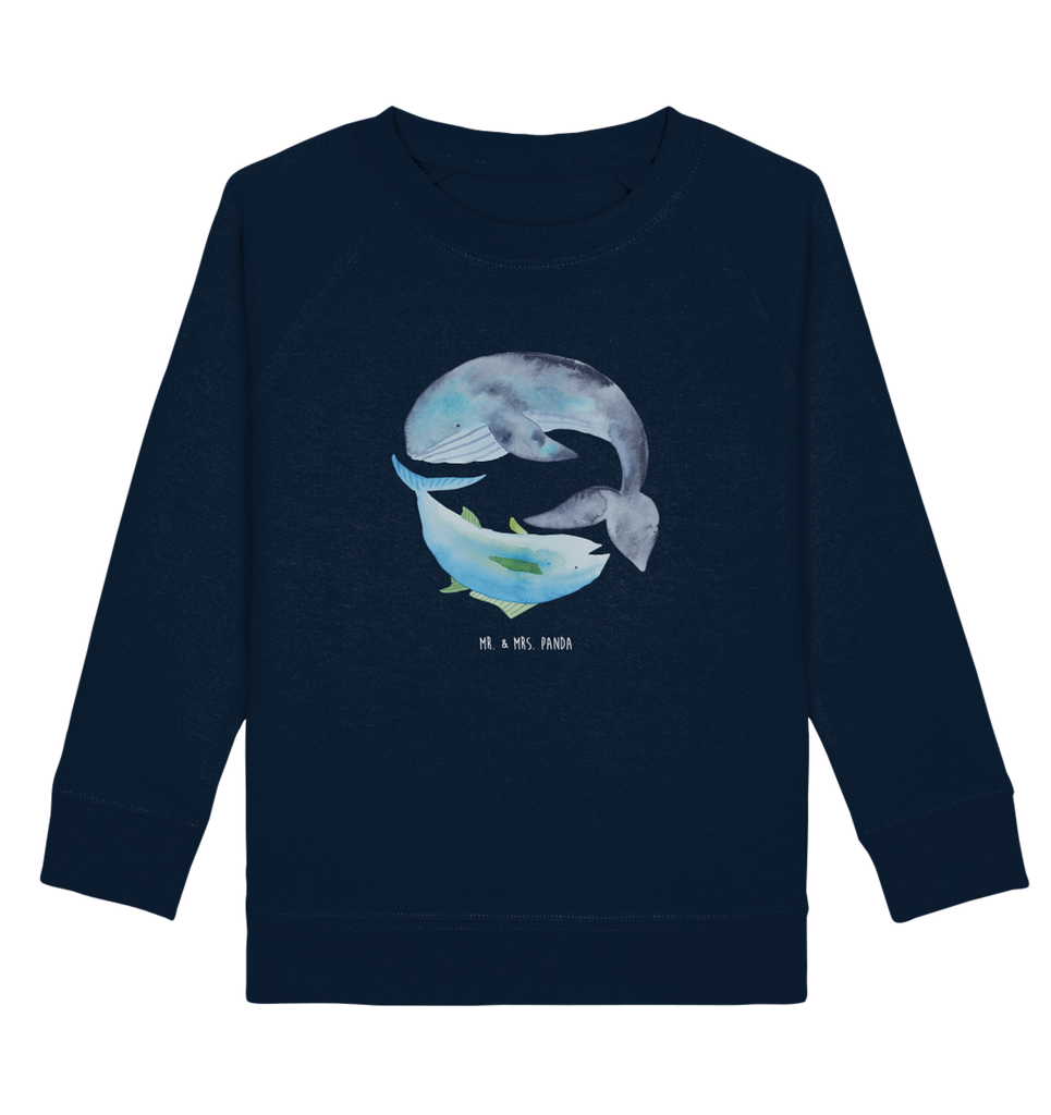 Organic Kinder Pullover Walfisch & Thunfisch Kinder Pullover, Kinder Sweatshirt, Jungen, Mädchen, süße Tiermotive, gute Laune, lustige Sprüche, Tiere, Wal, Wahl, Tunfisch, Wortwitz lustig, Spruch lustig, Flachwitz, Witz, Spruch des Tages, Flachwitz Geschenk