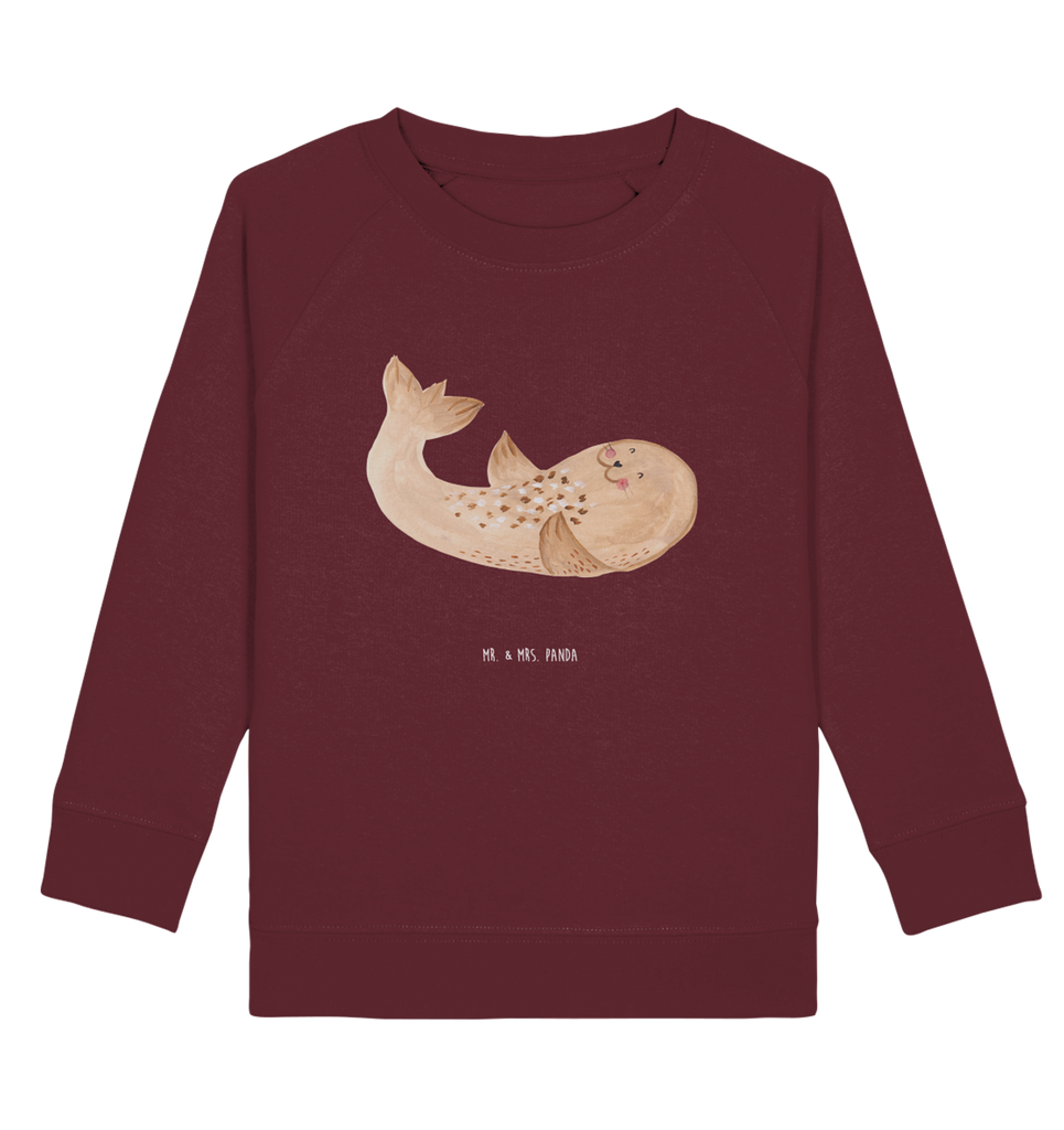 Organic Kinder Pullover Robbe liegend Kinder Pullover, Kinder Sweatshirt, Jungen, Mädchen, süße Tiermotive, gute Laune, lustige Sprüche, Tiere, Robbe, Robben, Seehund, Strand, Meerestier, Ostsee, Nordsee, Lachen, Freude