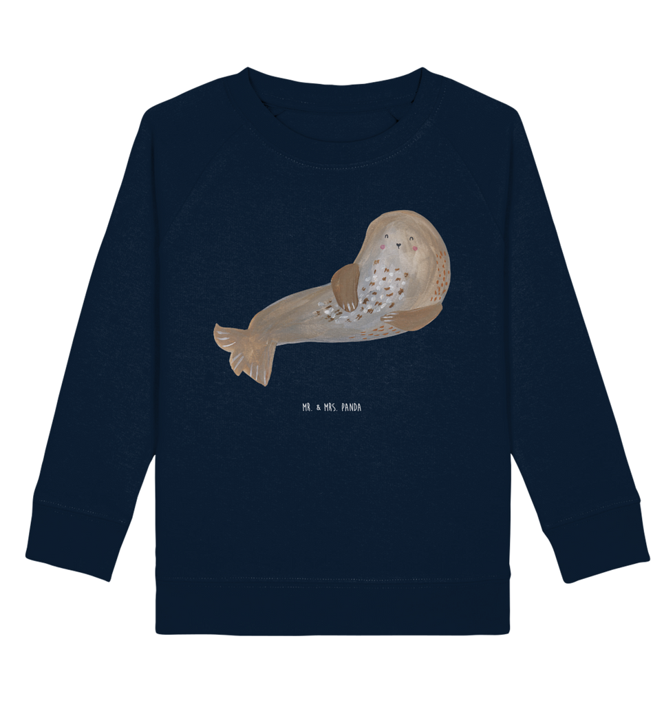 Organic Kinder Pullover Robbe lachend Kinder Pullover, Kinder Sweatshirt, Jungen, Mädchen, süße Tiermotive, gute Laune, lustige Sprüche, Tiere, Robbe, Robben, Seehund, Strand, Meerestier, Ostsee, Nordsee
