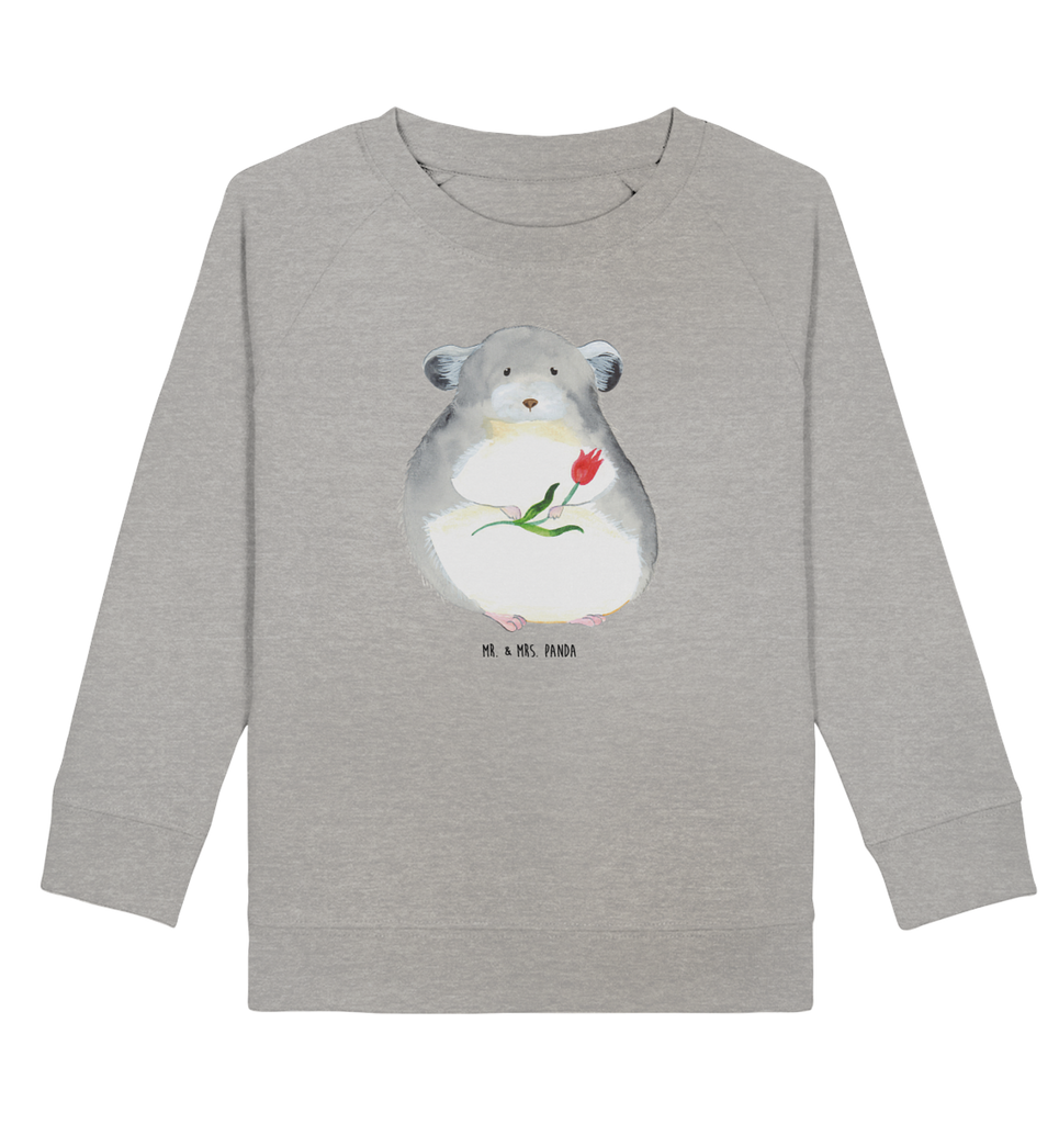 Organic Kinder Pullover Chinchilla mit Blume Kinder Pullover, Kinder Sweatshirt, Jungen, Mädchen, süße Tiermotive, gute Laune, lustige Sprüche, Tiere, Chinchilla, Chinchillas, Liebeskummer, Kummer, Depressionen, traurig sein, Chaos, Glücklichsein, Büro, Büroalltag