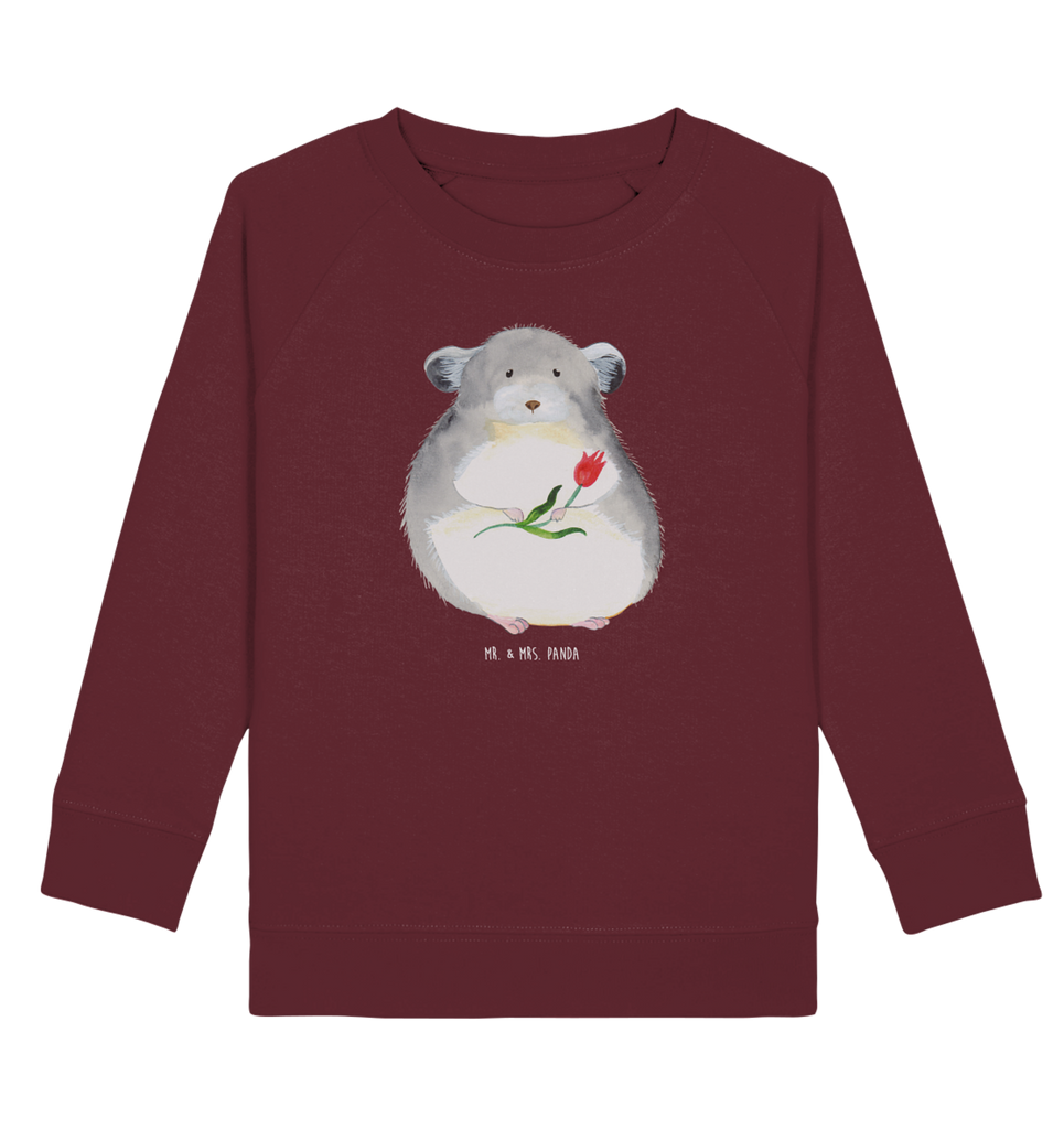 Organic Kinder Pullover Chinchilla mit Blume Kinder Pullover, Kinder Sweatshirt, Jungen, Mädchen, süße Tiermotive, gute Laune, lustige Sprüche, Tiere, Chinchilla, Chinchillas, Liebeskummer, Kummer, Depressionen, traurig sein, Chaos, Glücklichsein, Büro, Büroalltag