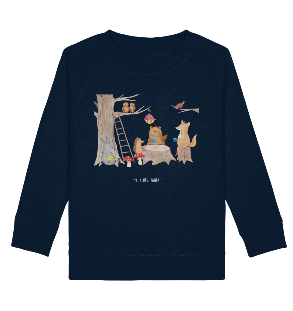 Organic Kinder Pullover Waldtiere Picknick Kinder Pullover, Kinder Sweatshirt, Jungen, Mädchen, süße Tiermotive, gute Laune, lustige Sprüche, Tiere, Waldtiere, Picknick, Wald, Fuchs, Hase, Igel, Maus, Eichhörnchen