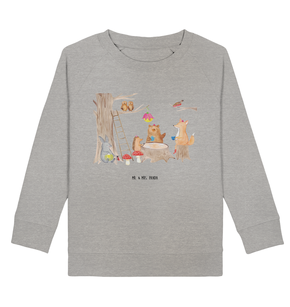 Organic Kinder Pullover Waldtiere Picknick Kinder Pullover, Kinder Sweatshirt, Jungen, Mädchen, süße Tiermotive, gute Laune, lustige Sprüche, Tiere, Waldtiere, Picknick, Wald, Fuchs, Hase, Igel, Maus, Eichhörnchen