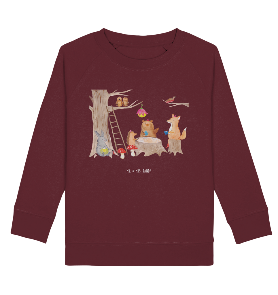 Organic Kinder Pullover Waldtiere Picknick Kinder Pullover, Kinder Sweatshirt, Jungen, Mädchen, süße Tiermotive, gute Laune, lustige Sprüche, Tiere, Waldtiere, Picknick, Wald, Fuchs, Hase, Igel, Maus, Eichhörnchen