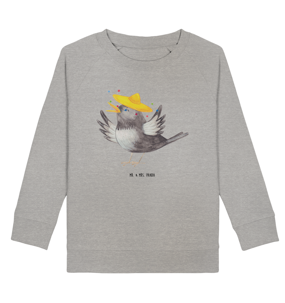 Organic Kinder Pullover Rabe mit Sombrero Kinder Pullover, Kinder Sweatshirt, Jungen, Mädchen, süße Tiermotive, gute Laune, lustige Sprüche, Tiere, Rabe, Vogel, Vögel, Spruch positiv, fröhlich sein, glücklich sein, Glück Spruch, froh, Elster, Motivation