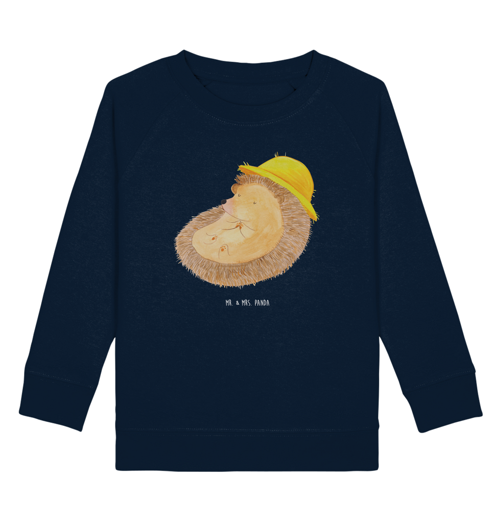 Organic Kinder Pullover Igel betet Kinder Pullover, Kinder Sweatshirt, Jungen, Mädchen, süße Tiermotive, gute Laune, lustige Sprüche, Tiere, Igel, Igel mit Hut, Sonnenhut, Gott, Amen, beten, Leben, Dankbarkeit, Dankbar sein, dankbar, genießen