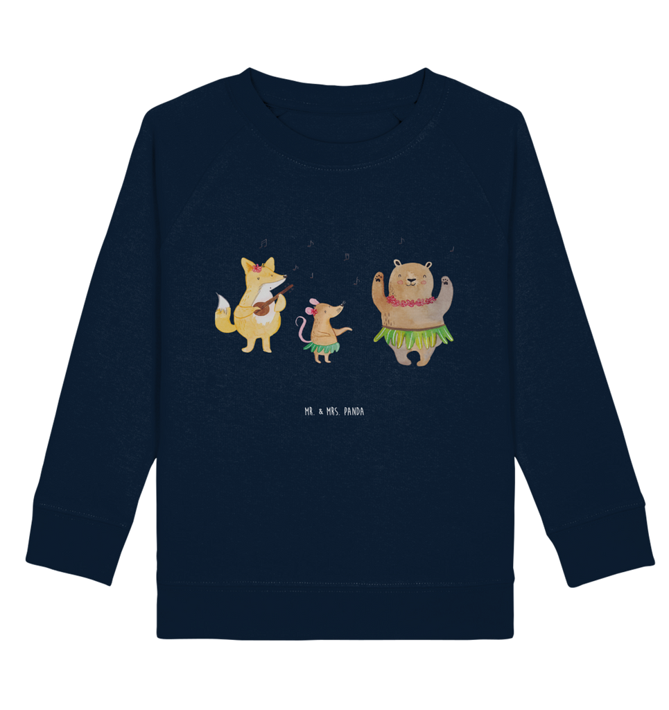 Organic Kinder Pullover Waldtiere Aloha Kinder Pullover, Kinder Sweatshirt, Jungen, Mädchen, süße Tiermotive, gute Laune, lustige Sprüche, Tiere, Wald, Waldtiere, Musik, Aloha, Bär, Hase, Igel, Tanzen, Leben, Lachen