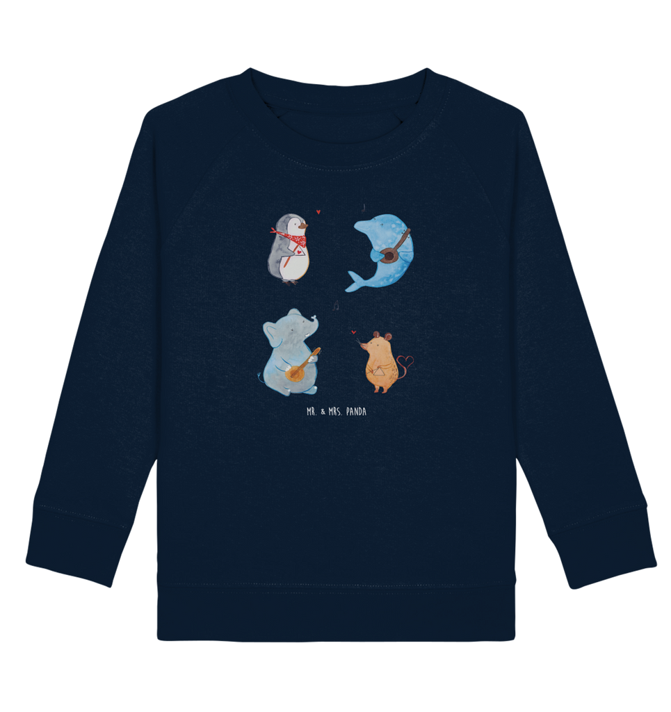 Organic Kinder Pullover Big Band Kinder Pullover, Kinder Sweatshirt, Jungen, Mädchen, süße Tiermotive, gute Laune, lustige Sprüche, Tiere, Hund, Pinguin, Maus, Elefant, Delfin, Gitarre, Band, Triangel, Musikanten, Musik