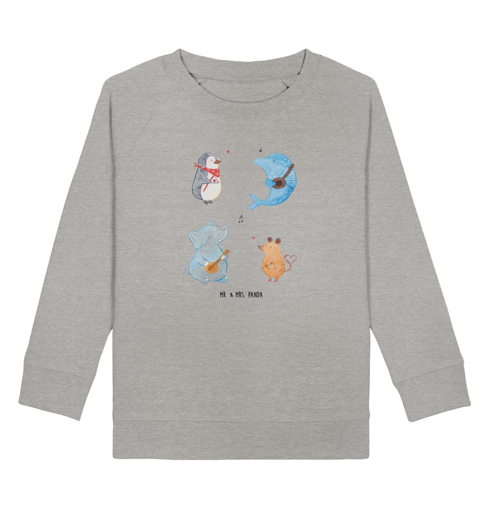 Organic Kinder Pullover Big Band Kinder Pullover, Kinder Sweatshirt, Jungen, Mädchen, süße Tiermotive, gute Laune, lustige Sprüche, Tiere, Hund, Pinguin, Maus, Elefant, Delfin, Gitarre, Band, Triangel, Musikanten, Musik