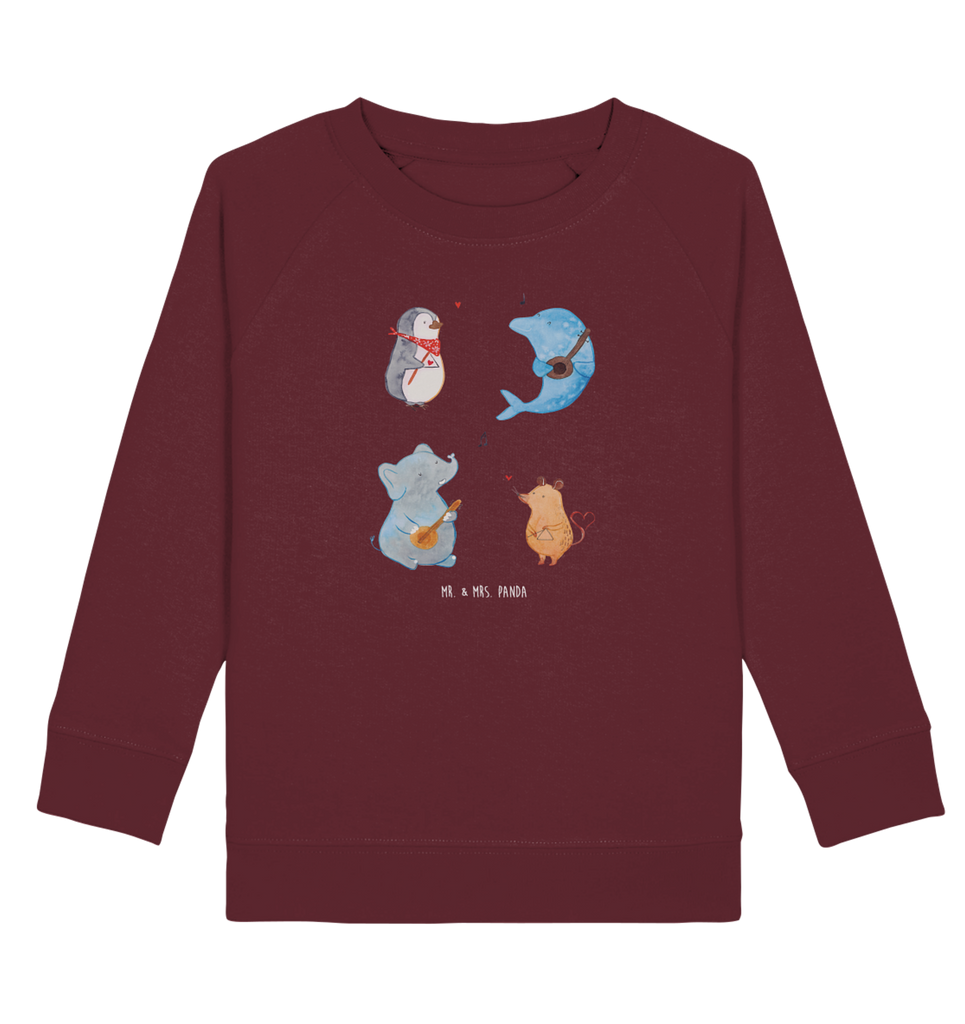 Organic Kinder Pullover Big Band Kinder Pullover, Kinder Sweatshirt, Jungen, Mädchen, süße Tiermotive, gute Laune, lustige Sprüche, Tiere, Hund, Pinguin, Maus, Elefant, Delfin, Gitarre, Band, Triangel, Musikanten, Musik