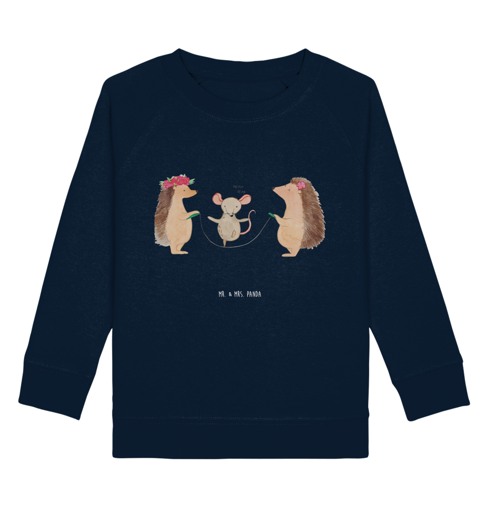 Organic Kinder Pullover Igel Seilhüpfen Kinder Pullover, Kinder Sweatshirt, Jungen, Mädchen, süße Tiermotive, gute Laune, lustige Sprüche, Tiere, Igel, Maus, Seilspringen, Seilhüpfen, Kinder, Kindergarten