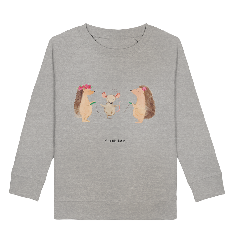 Organic Kinder Pullover Igel Seilhüpfen Kinder Pullover, Kinder Sweatshirt, Jungen, Mädchen, süße Tiermotive, gute Laune, lustige Sprüche, Tiere, Igel, Maus, Seilspringen, Seilhüpfen, Kinder, Kindergarten
