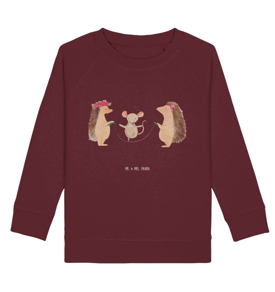 Organic Kinder Pullover Igel Seilhüpfen Kinder Pullover, Kinder Sweatshirt, Jungen, Mädchen, süße Tiermotive, gute Laune, lustige Sprüche, Tiere, Igel, Maus, Seilspringen, Seilhüpfen, Kinder, Kindergarten