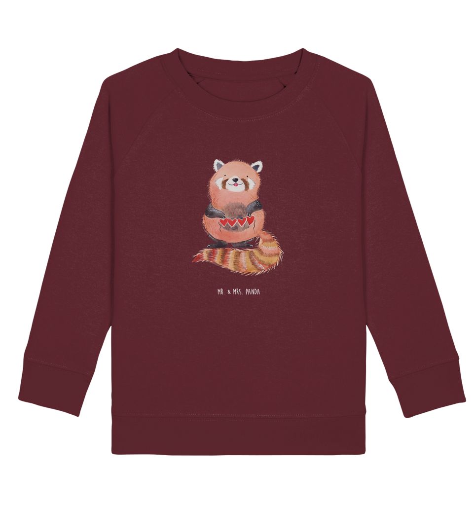 Organic Kinder Pullover Roter Panda Kinder Pullover, Kinder Sweatshirt, Jungen, Mädchen, süße Tiermotive, gute Laune, lustige Sprüche, Tiere, Panda, Liebe, Rot, Herz, Liebling, Lieblingsmensch