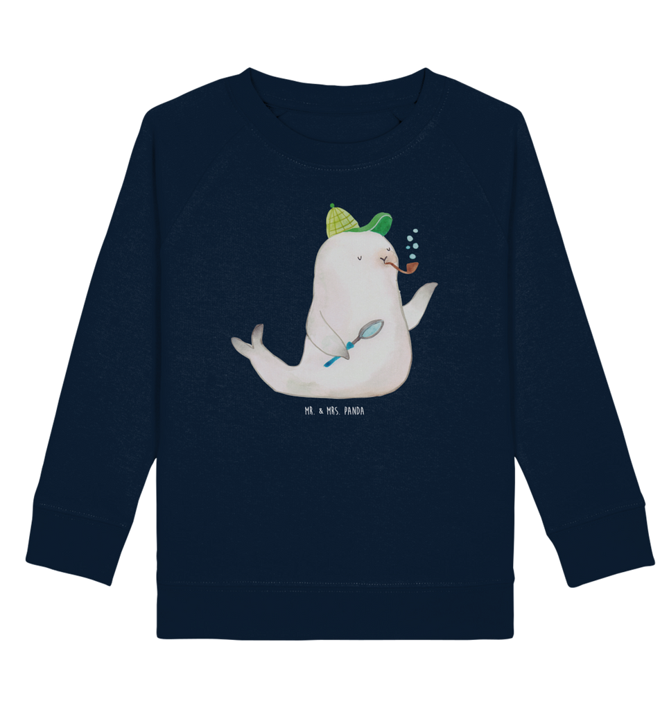 Organic Kinder Pullover Robbe Sherlock Kinder Pullover, Kinder Sweatshirt, Jungen, Mädchen, süße Tiermotive, gute Laune, lustige Sprüche, Tiere