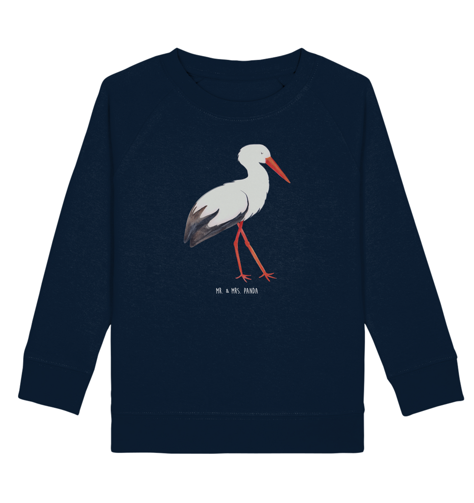 Organic Kinder Pullover Storch Kinder Pullover, Kinder Sweatshirt, Jungen, Mädchen, süße Tiermotive, gute Laune, lustige Sprüche, Tiere, Storch, Störche, Schwangerschaft, Geburt, Mutter, Mütter, Mutter werden, Schwanger, Babybauch, Baby