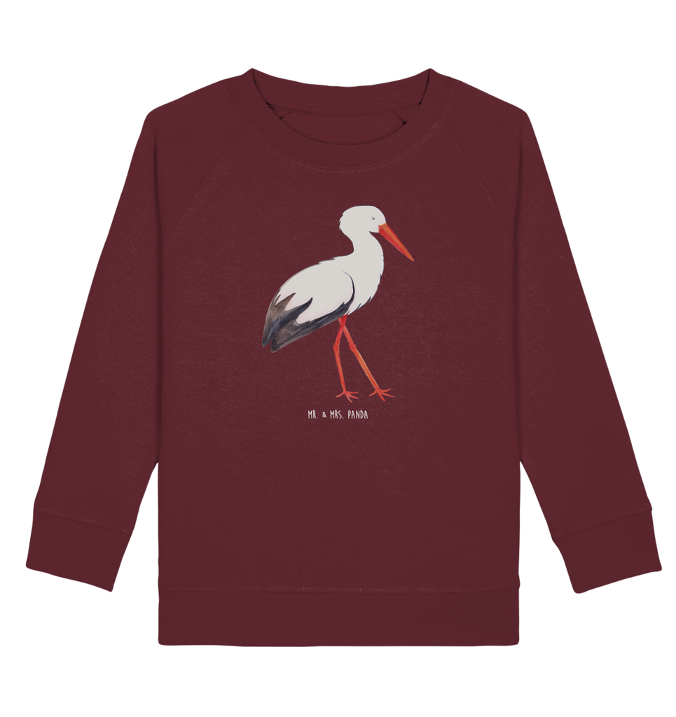 Organic Kinder Pullover Storch Kinder Pullover, Kinder Sweatshirt, Jungen, Mädchen, süße Tiermotive, gute Laune, lustige Sprüche, Tiere, Storch, Störche, Schwangerschaft, Geburt, Mutter, Mütter, Mutter werden, Schwanger, Babybauch, Baby