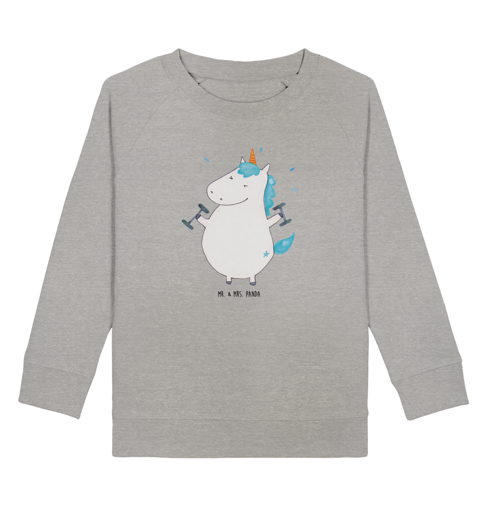 Organic Kinder Pullover Einhorn Fitness Kinder Pullover, Kinder Sweatshirt, Jungen, Mädchen, Einhorn, Einhörner, Einhorn Deko, Pegasus, Unicorn, Gym, Fitness, Fitnessstudio, Diät, Abnehmen, Sport, Pumpen, Geräte, Sixpack