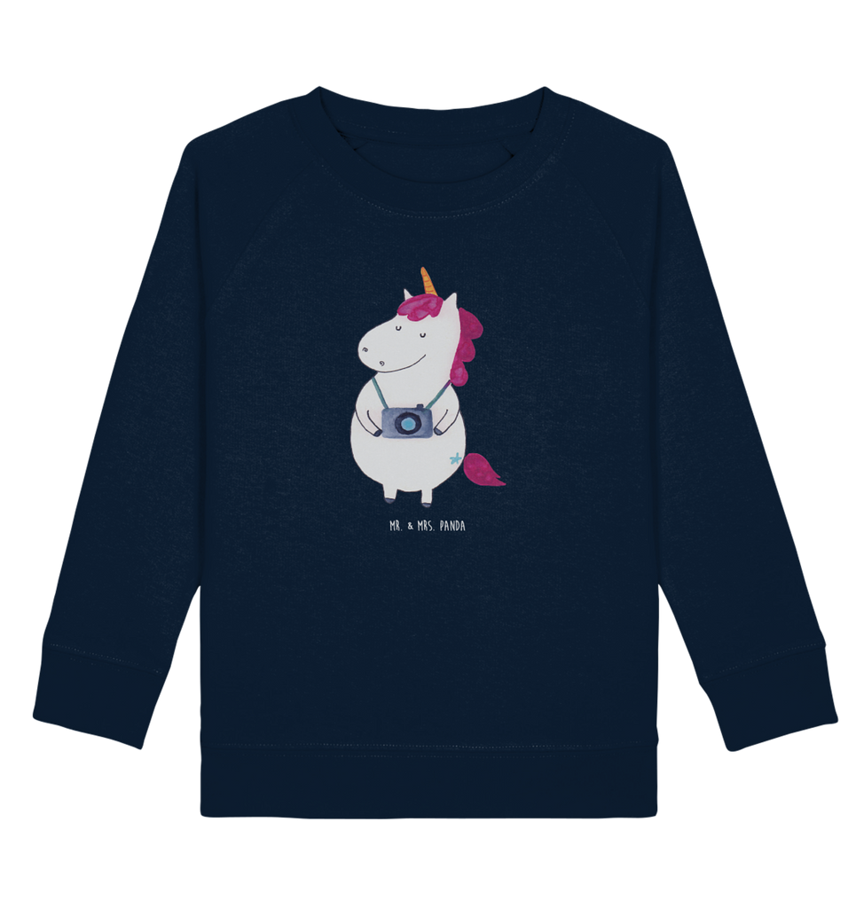 Organic Kinder Pullover Einhorn Fotograf Kinder Pullover, Kinder Sweatshirt, Jungen, Mädchen, Einhorn, Einhörner, Einhorn Deko, Pegasus, Unicorn, Fotograf, Fotografie, Kamera, Reisen, Weltreise, Weltenbummler, Urlaub, Tourist, Kurztrip, Reise, Städtereise