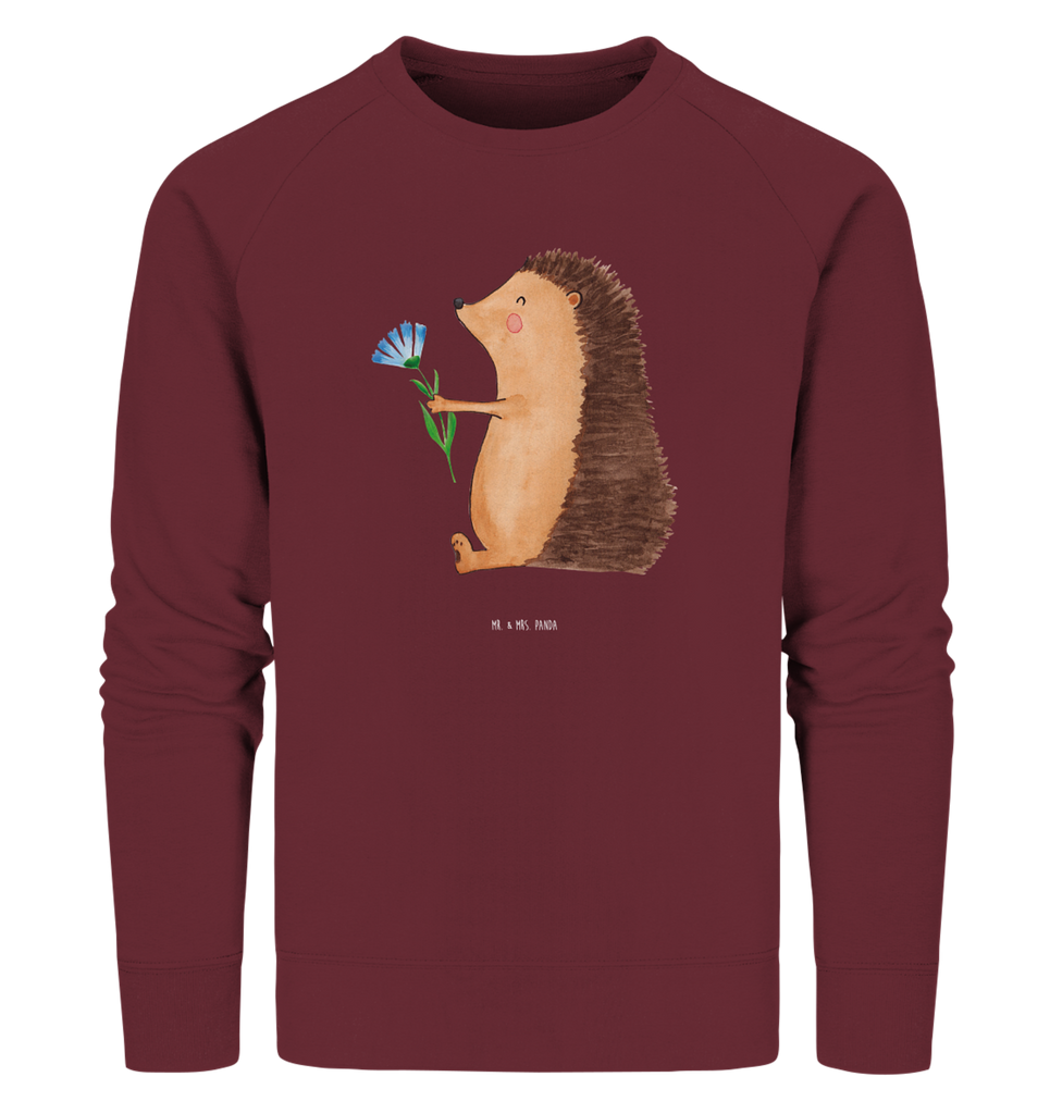 Organic Pullover Igel mit Blume Pullover, Pullover Männer, Pullover Frauen, Sweatshirt, Sweatshirt Männer, Sweatshirt Frauen, Unisex, Tiermotive, Gute Laune, lustige Sprüche, Tiere, Igel, Gute Besserung, Genesungswünsche, Krankheit, Krankenhaus, krank, Besuch