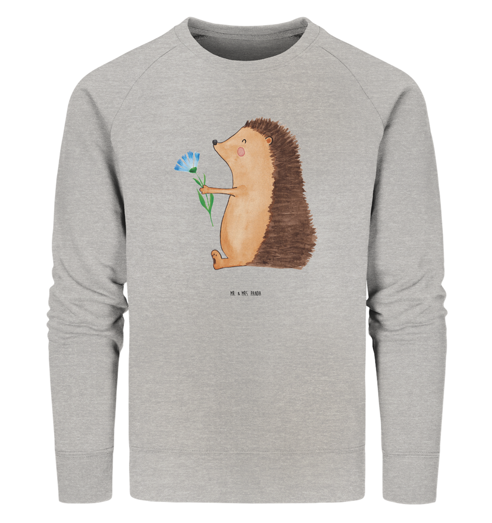 Organic Pullover Igel mit Blume Pullover, Pullover Männer, Pullover Frauen, Sweatshirt, Sweatshirt Männer, Sweatshirt Frauen, Unisex, Tiermotive, Gute Laune, lustige Sprüche, Tiere, Igel, Gute Besserung, Genesungswünsche, Krankheit, Krankenhaus, krank, Besuch