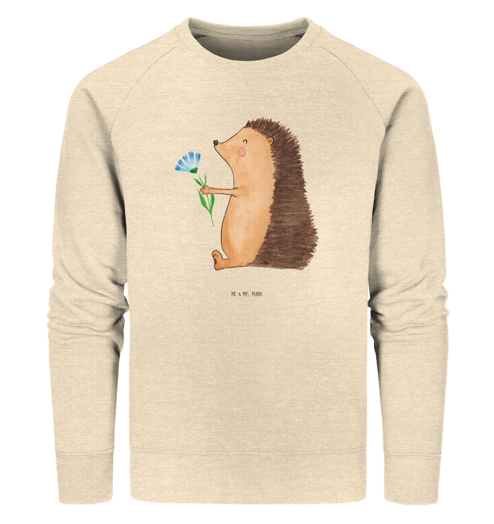Organic Pullover Igel mit Blume Pullover, Pullover Männer, Pullover Frauen, Sweatshirt, Sweatshirt Männer, Sweatshirt Frauen, Unisex, Tiermotive, Gute Laune, lustige Sprüche, Tiere, Igel, Gute Besserung, Genesungswünsche, Krankheit, Krankenhaus, krank, Besuch