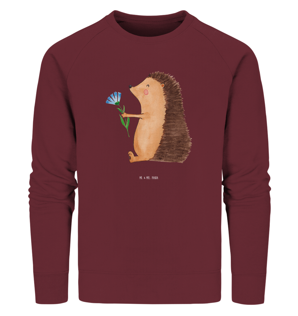 Organic Pullover Igel mit Blume Pullover, Pullover Männer, Pullover Frauen, Sweatshirt, Sweatshirt Männer, Sweatshirt Frauen, Unisex, Tiermotive, Gute Laune, lustige Sprüche, Tiere, Igel, Gute Besserung, Genesungswünsche, Krankheit, Krankenhaus, krank, Besuch