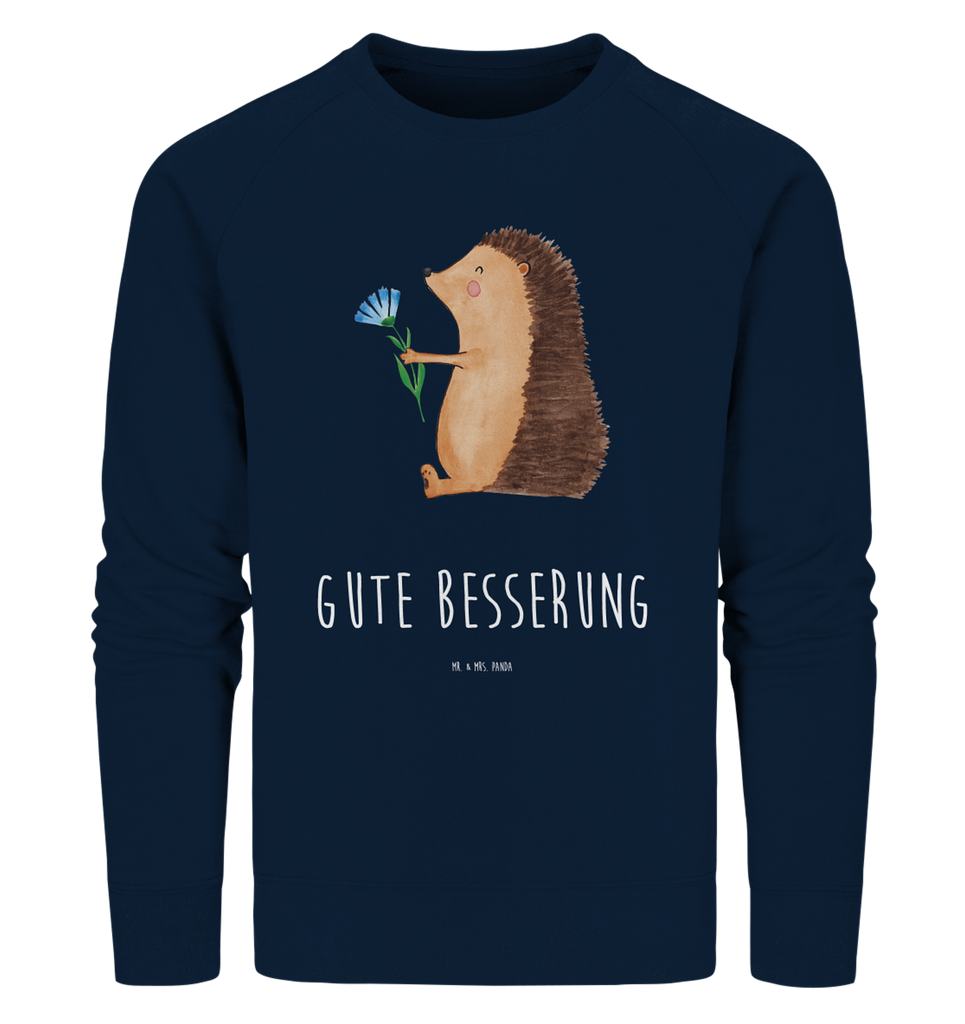 Organic Pullover Igel mit Blume Pullover, Pullover Männer, Pullover Frauen, Sweatshirt, Sweatshirt Männer, Sweatshirt Frauen, Unisex, Tiermotive, Gute Laune, lustige Sprüche, Tiere, Igel, Gute Besserung, Genesungswünsche, Krankheit, Krankenhaus, krank, Besuch