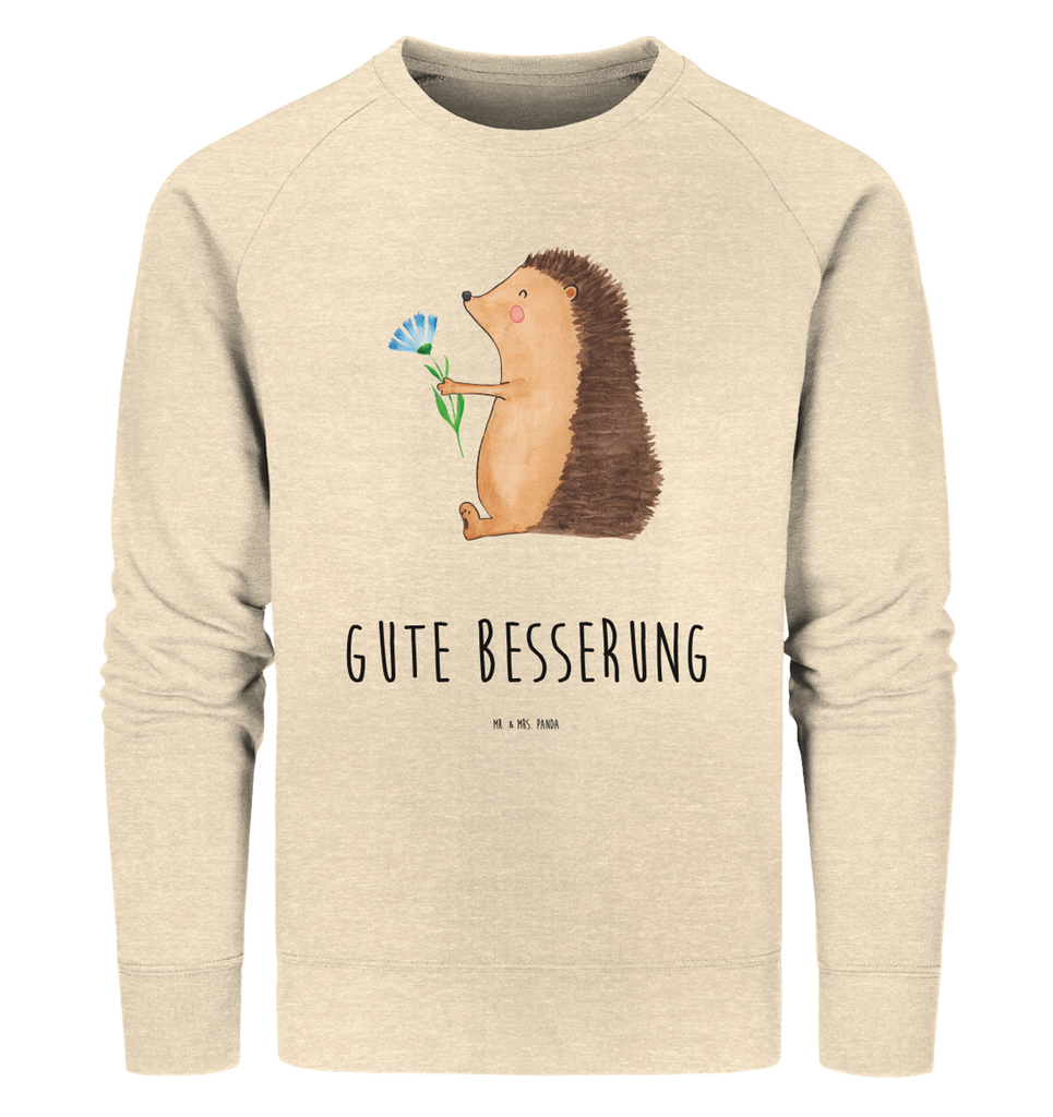 Organic Pullover Igel mit Blume Pullover, Pullover Männer, Pullover Frauen, Sweatshirt, Sweatshirt Männer, Sweatshirt Frauen, Unisex, Tiermotive, Gute Laune, lustige Sprüche, Tiere, Igel, Gute Besserung, Genesungswünsche, Krankheit, Krankenhaus, krank, Besuch