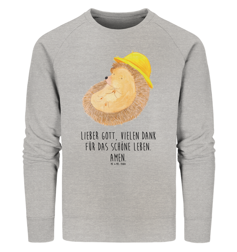 Organic Pullover Igel betet Pullover, Pullover Männer, Pullover Frauen, Sweatshirt, Sweatshirt Männer, Sweatshirt Frauen, Unisex, Tiermotive, Gute Laune, lustige Sprüche, Tiere, Igel, Igel mit Hut, Sonnenhut, Gott, Amen, beten, Leben, Dankbarkeit, Dankbar sein, dankbar, genießen